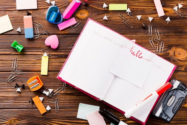 An image depicting a cluttered desk with scattered papers, notes, and various items. The image transitions to a neatly organized desk with items grouped in labeled containers. The contrast highlights the before-and-after effect of chunking and organization.
