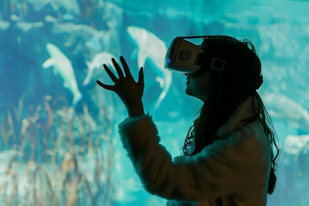 A student using a VR headset to explore a virtual historical site, demonstrating the immersive and interactive nature of VR-based learning.